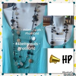 Bundle Set 2 Lia Sophia Abalone Mother-Of-Pearl & Bead Reversible Long Necklaces
